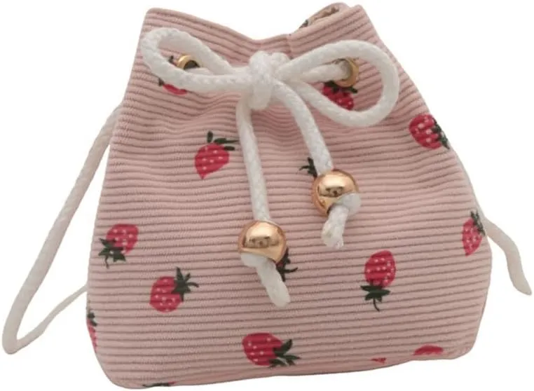 Creative Drawstring Crossbody Bag In Strawberry Print Large Capacity Bucket Shoulder Bags Satchel ForTrendsetters