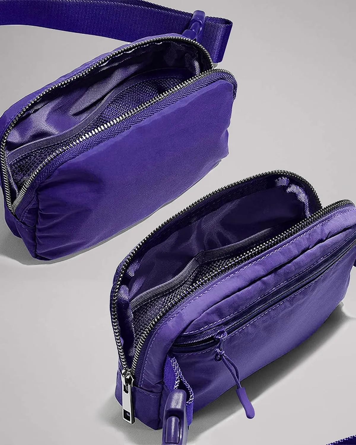 Cross Body Fanny Packs for Women Men Fashion Waist Bag Pouch Nylon Small Travel Crossbody Bags Mini Purse Everywhere Belt Bag Bum Bag with Adjustable Strap for Workout Running Hiking Violet
