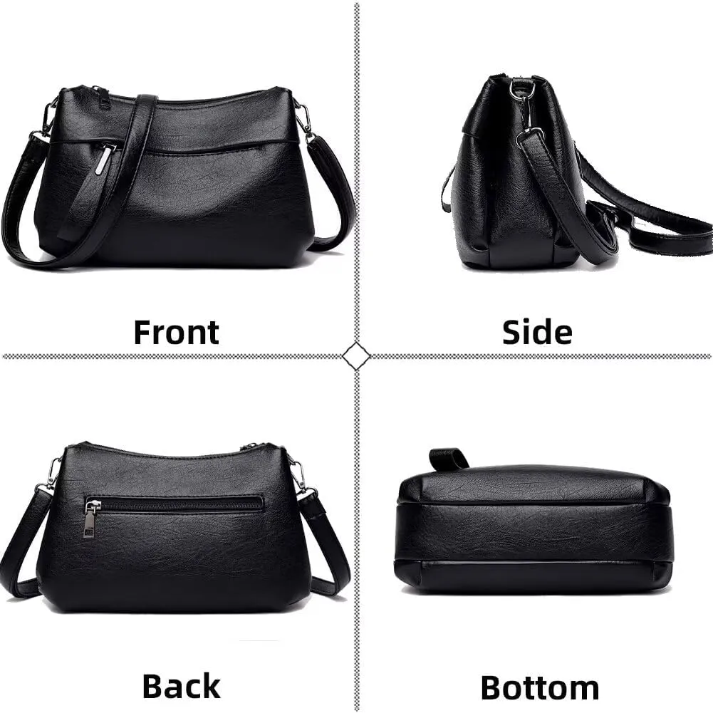 Crossbody Bag for Women Stylish Vintage Shoulder Bag Waterproof Satchel Multi-pockets Handbag with Detachable Strap