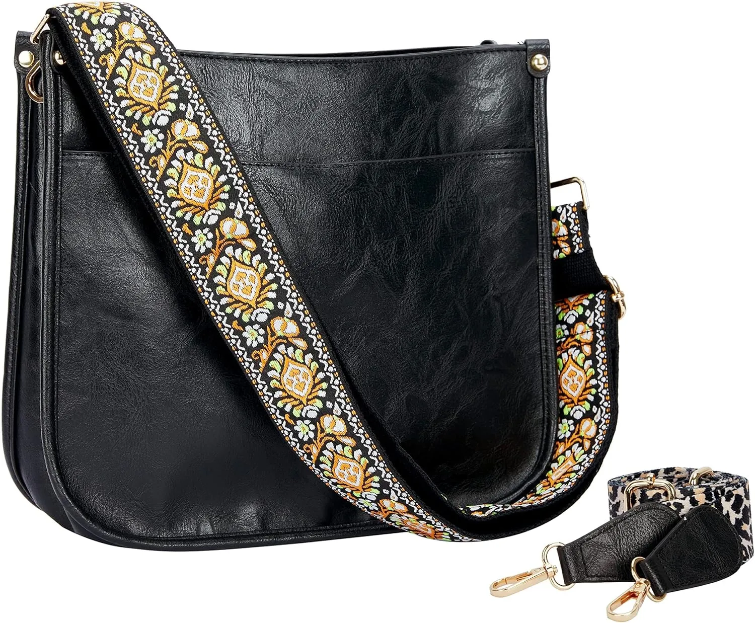 Crossbody Bag for Women Trendy - Vegan Leather Shoulder Purse, Medium Hobo Bag with 2 Strap