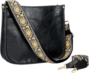 Crossbody Bag for Women Trendy - Vegan Leather Shoulder Purse, Medium Hobo Bag with 2 Strap