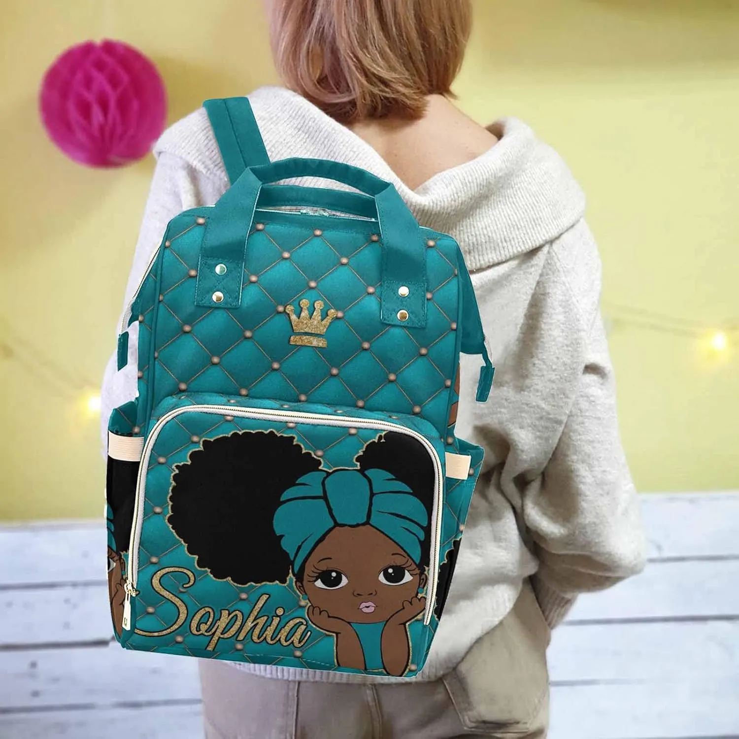 Custom Nursing Bags with Name for Mommy Daddy Personalized Multi-Function Nappy Bags Travel Casual Mummy Backpack with Thermal Pockets for Travel