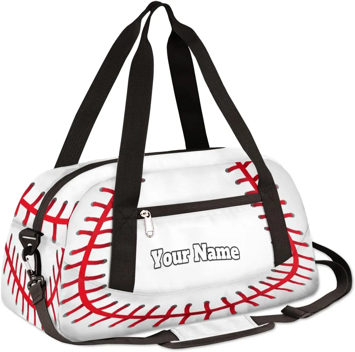 Custom Your Name Abstract Baseball Texture Sport Personalized Text Gym Duffle Bag for Kids,Sports Bag for Teens Boys & Girls Small Waterproof Overnight Weekender Carry School Practice Travel Bag