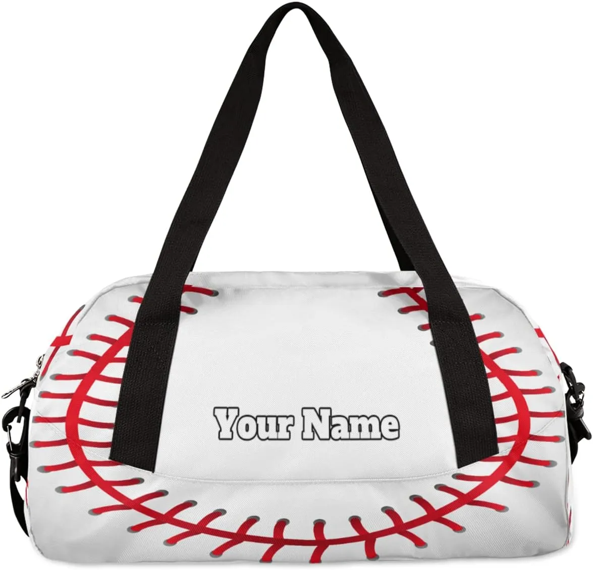 Custom Your Name Abstract Baseball Texture Sport Personalized Text Gym Duffle Bag for Kids,Sports Bag for Teens Boys & Girls Small Waterproof Overnight Weekender Carry School Practice Travel Bag