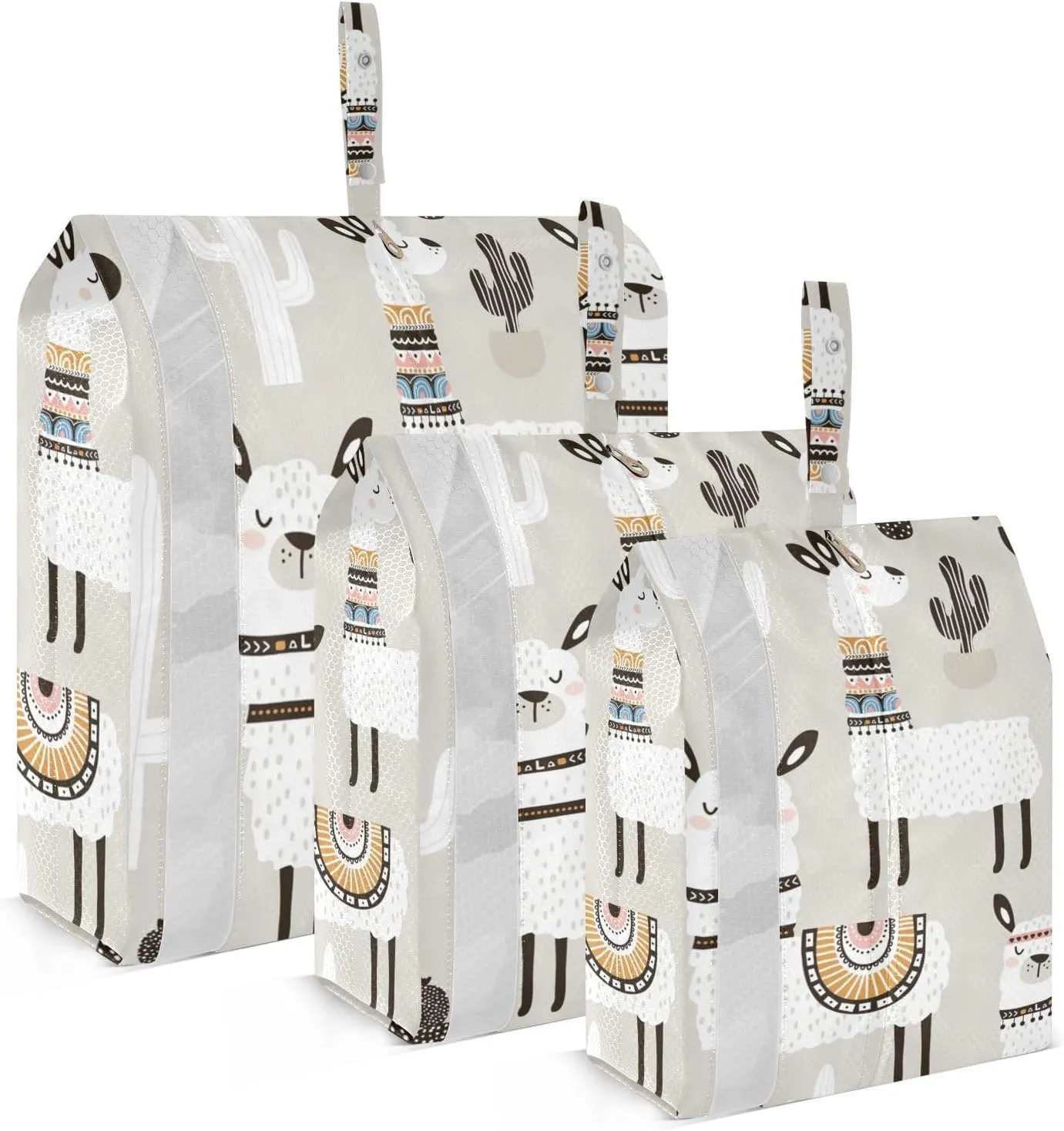 Cute Llama Packing Cubes Set of 3, Lightweight Travel Luggage Organizers Foldable Bags for Easy Packing and Organization