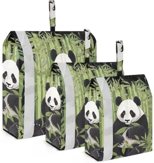 Cute Panda Packing Cubes Set of 3, Lightweight Travel Luggage Organizers Foldable Bags for Easy Packing and Organization