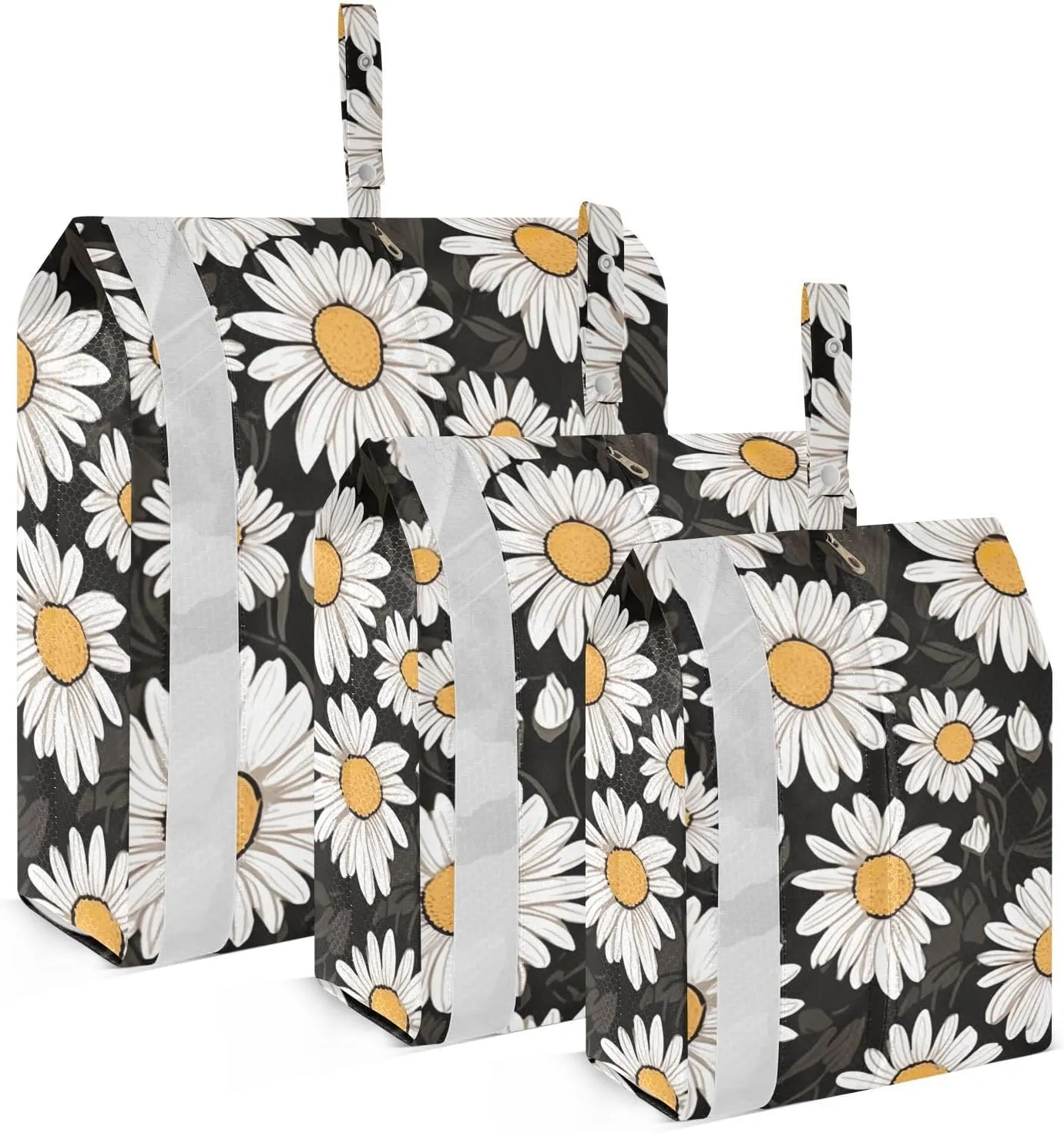 Daisy Black Packing Cubes Set of 3, Lightweight Travel Luggage Organizers Foldable Bags for Easy Packing and Organization