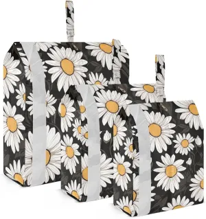 Daisy Black Packing Cubes Set of 3, Lightweight Travel Luggage Organizers Foldable Bags for Easy Packing and Organization
