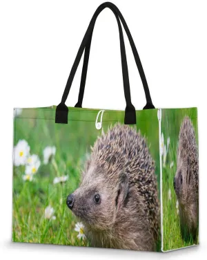 Daisy Hedgehog Tote Bag for Women Large Beach Bag Reusable Grocery Bags Tote Bag for Work Shopping Travel Beach