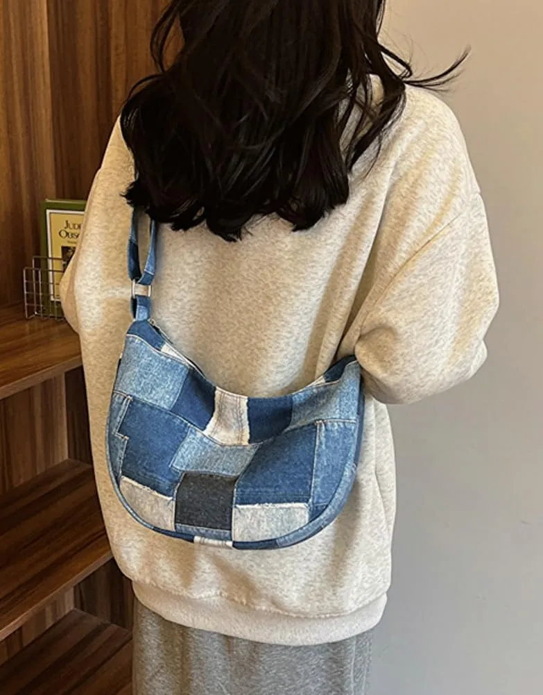 Demin Canvas Hobo Bags for Women Large Shoulder Handbags Work Crossbody Messenger Bag Travel Purse