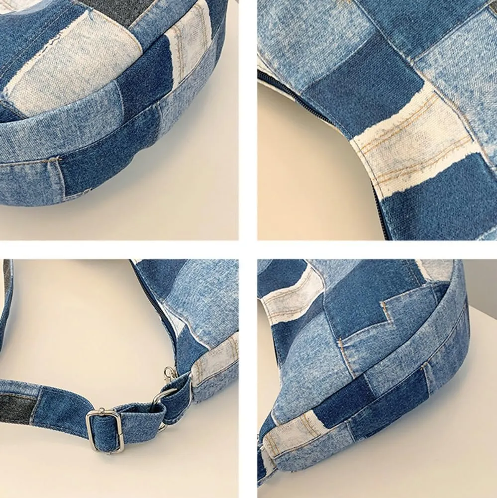 Demin Canvas Hobo Bags for Women Large Shoulder Handbags Work Crossbody Messenger Bag Travel Purse