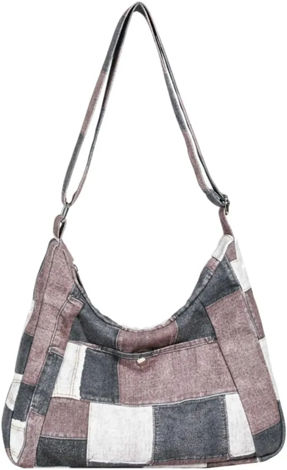 Demin Canvas Hobo Bags for Women Large Shoulder Handbags Work Crossbody Messenger Bag Travel Purse