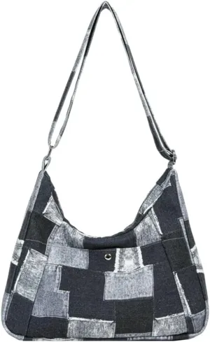Demin Canvas Hobo Bags for Women Large Shoulder Handbags Work Crossbody Messenger Bag Travel Purse
