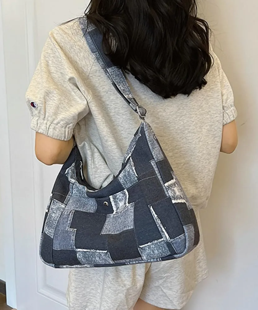 Demin Canvas Hobo Bags for Women Large Shoulder Handbags Work Crossbody Messenger Bag Travel Purse