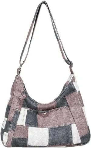 Demin Canvas Hobo Bags for Women Large Shoulder Handbags Work Crossbody Messenger Bag Travel Purse