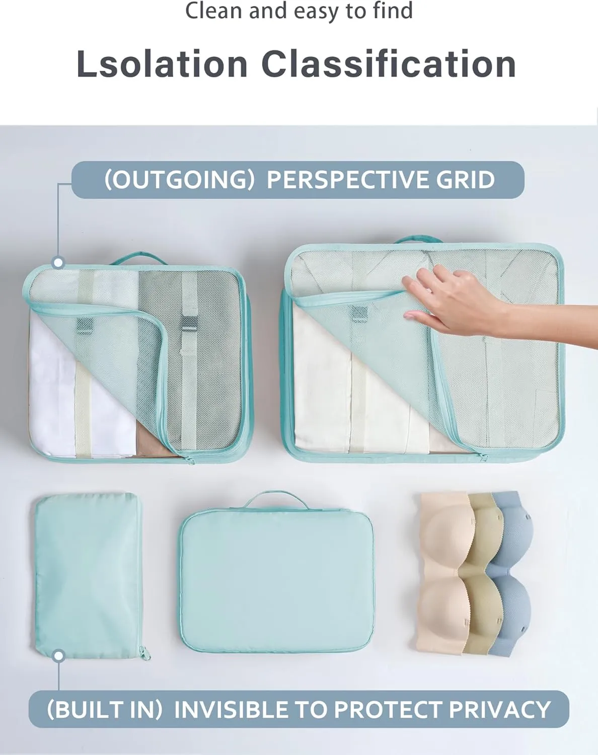 DIMJ Packing Cubes for Travel - Luggage Organizer Bags 8 Pcs Packing Cubes for Suitcases Lightweight Suitcase Organizer Bags set with Makeup Bag for Travel Accessories (Blue)