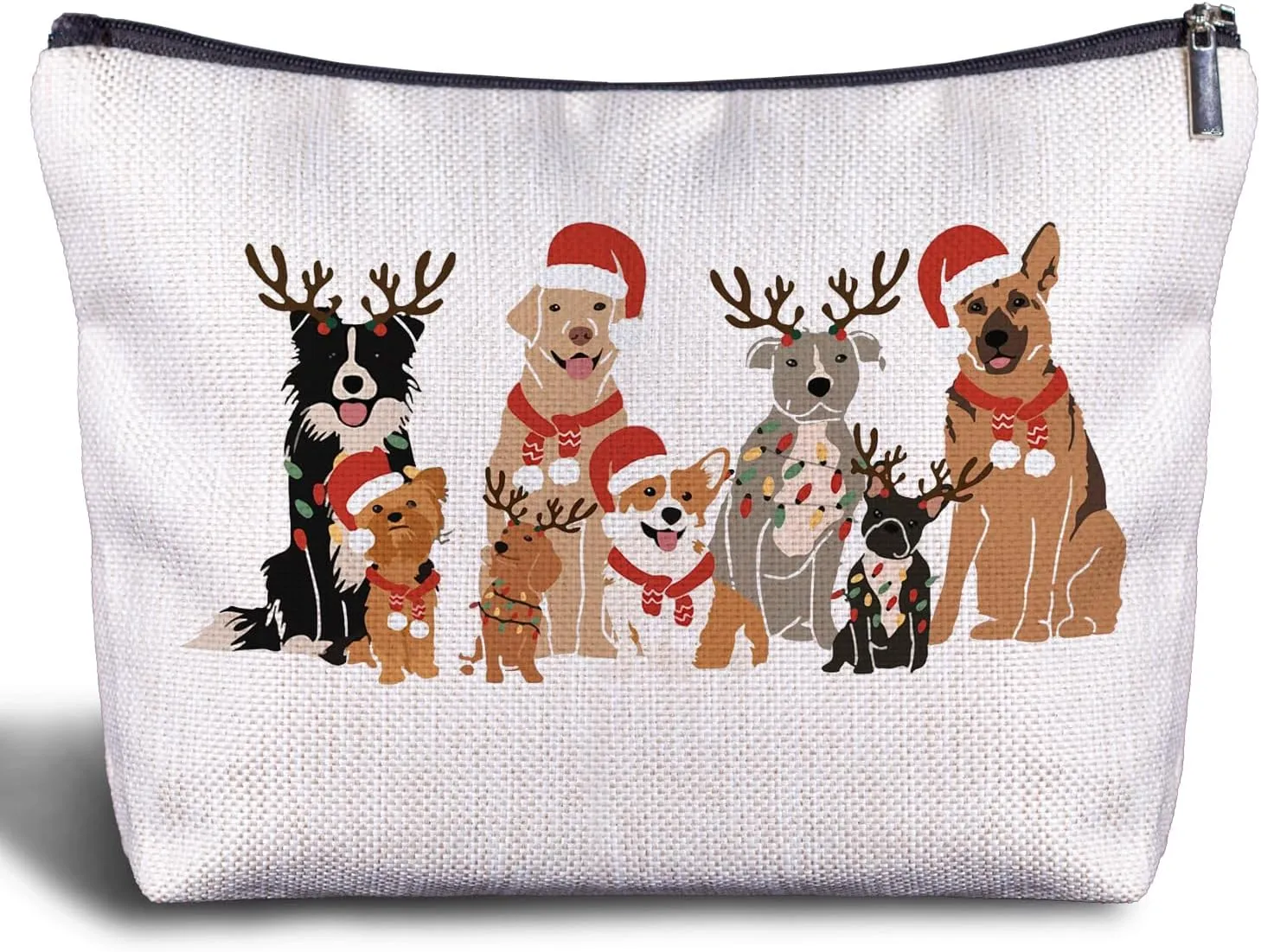 Dog Christmas Makeup Bag - Dog Gifts for Women Cosmetic Bags, Womens Gifts for Christmas, Dog Gifts for Dog Lovers, Dog Mom Gifts, Dog Owner Gifts for Women Zipper Pouch