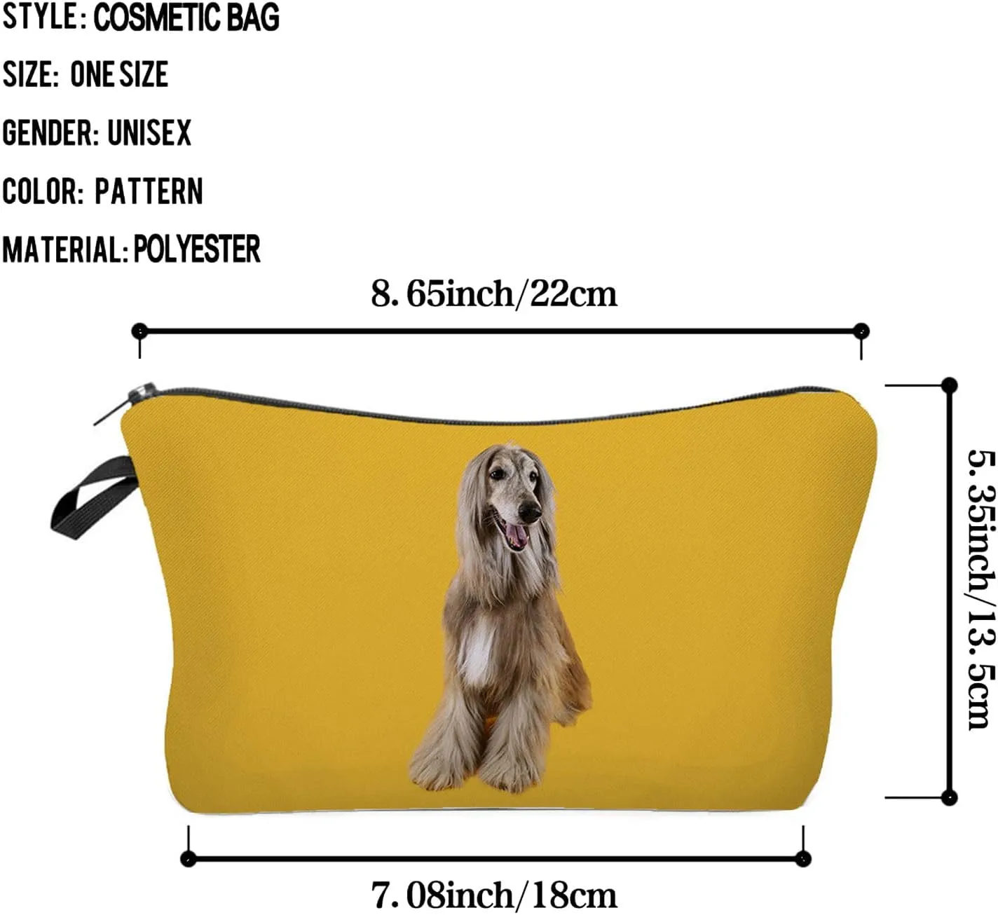 Dog Gifts Yellow Afghan Hound Makeup Bag Cute Small Organizer Bag Toiletry Zipper Pouch Birthday Christmas Gift Afghan Hound Puppy Cosmetic Bag for Women Dog Lovers