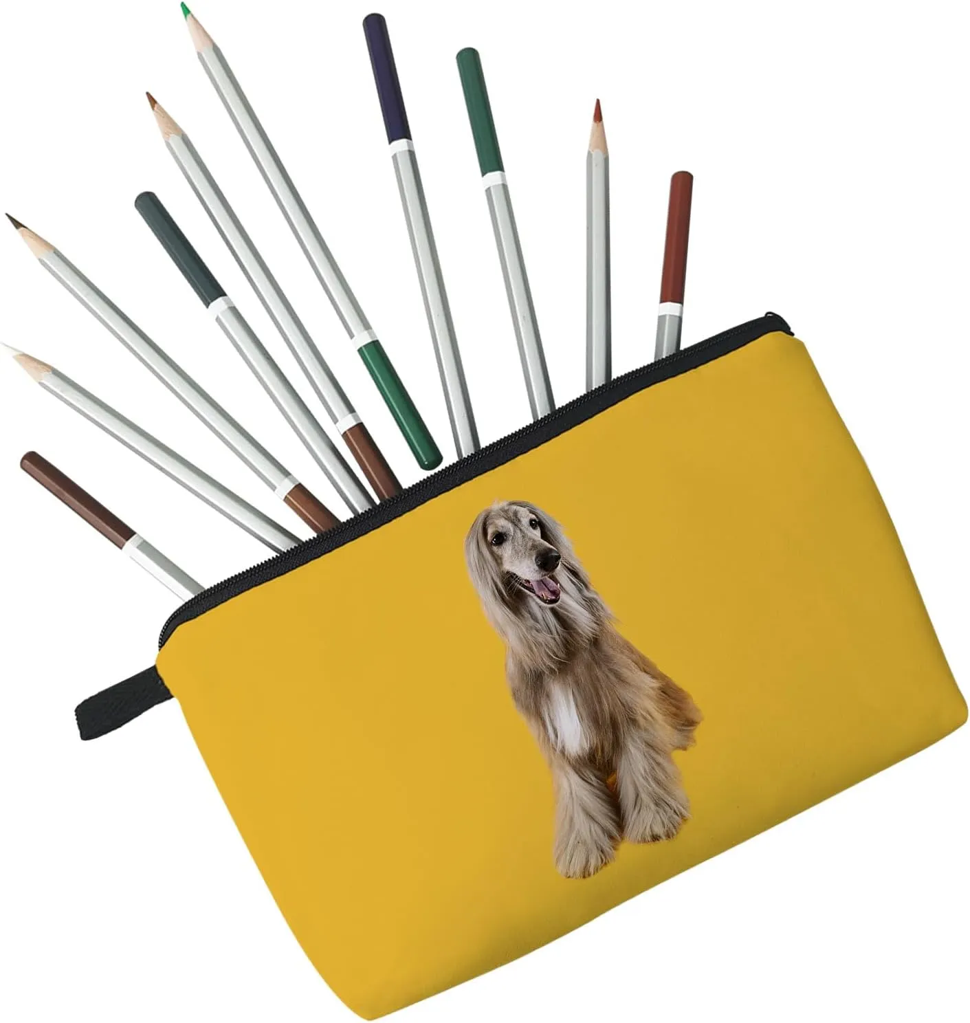 Dog Gifts Yellow Afghan Hound Makeup Bag Cute Small Organizer Bag Toiletry Zipper Pouch Birthday Christmas Gift Afghan Hound Puppy Cosmetic Bag for Women Dog Lovers