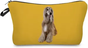 Dog Gifts Yellow Afghan Hound Makeup Bag Cute Small Organizer Bag Toiletry Zipper Pouch Birthday Christmas Gift Afghan Hound Puppy Cosmetic Bag for Women Dog Lovers