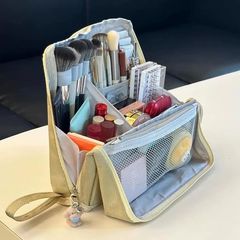 Doresty Makeup Bag, Standing Makeup Bag Doresty, Multi-Purpose Large Capacity Oxford Cloth Standing Make-Up Bags, Portable Toiletry Bags for Make-Up Brushes (#d)