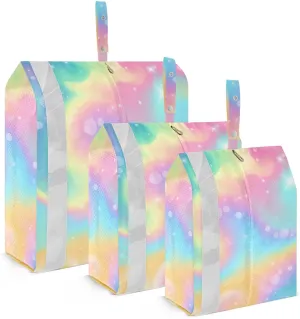 Dreamy Rainbow Bubble Packing Cubes Set of 3, Lightweight Travel Luggage Organizers Foldable Bags for Easy Packing and Organization