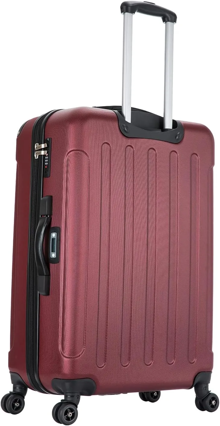 DUKAP INTELY Suitcase with Ergonomic GEL Handle | Spacious Hardside Travel Luggage with TSA Combination Lock and Digital Weight Scale | 28 Inch Medium Spinner Suitcase | Wine