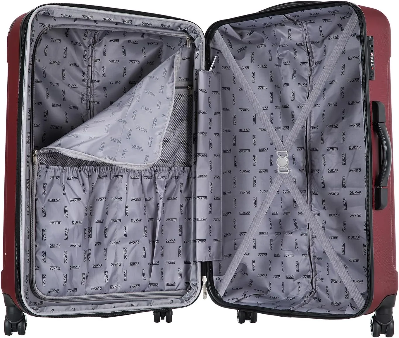 DUKAP INTELY Suitcase with Ergonomic GEL Handle | Spacious Hardside Travel Luggage with TSA Combination Lock and Digital Weight Scale | 28 Inch Medium Spinner Suitcase | Wine