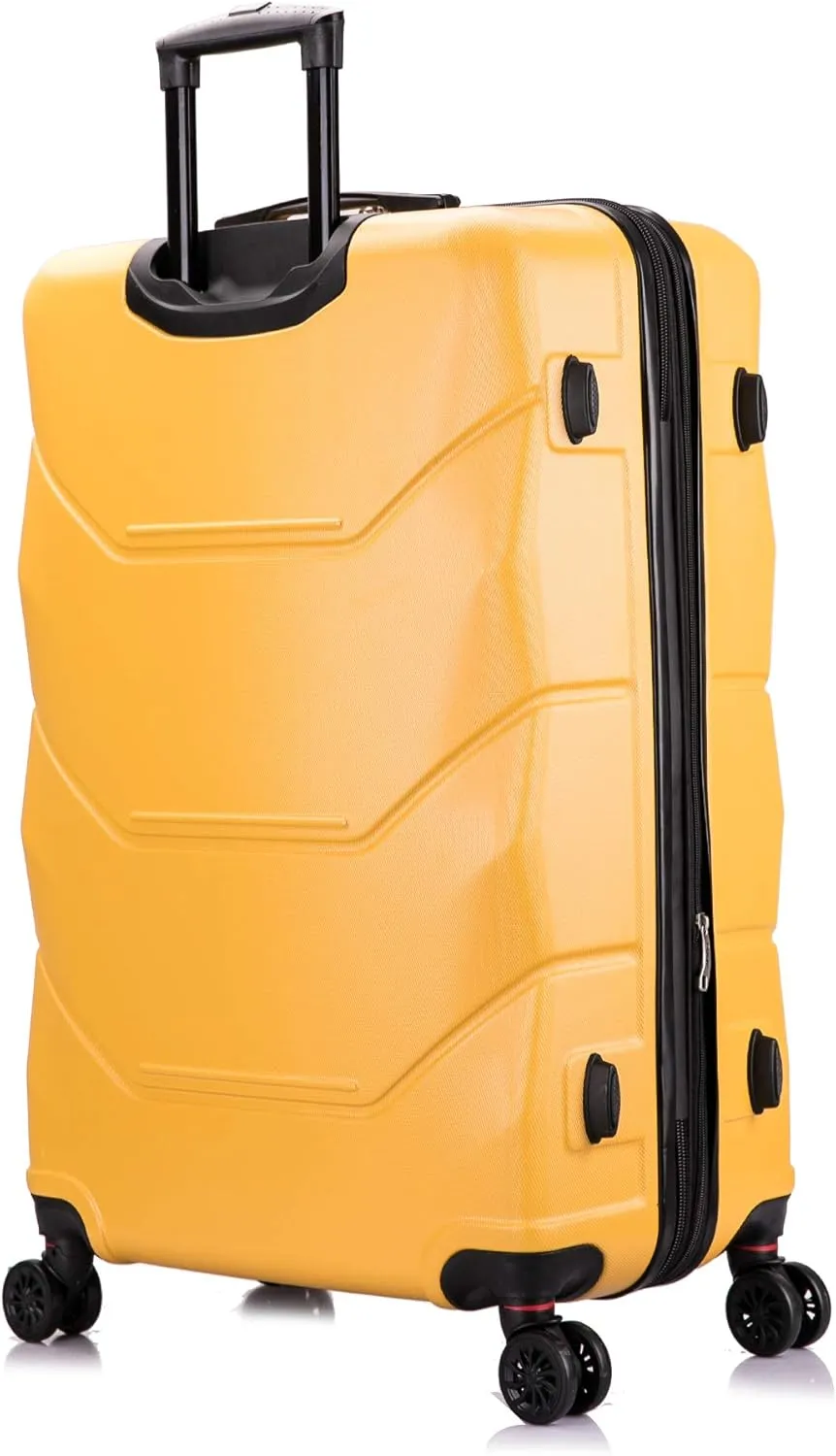 DUKAP ZONIX Luggage with Spinner Wheels | Durable Lightweight Hardside Suitcase, Spacious Travel Bag with Handle and Trolley | 30 Inch Large Checked Luggage | Mustard