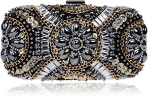 Embroidery Beading Women Evening Bags Handmade Diamonds Clutch Bags Shoulder Chain Handbags Shoulder Bag