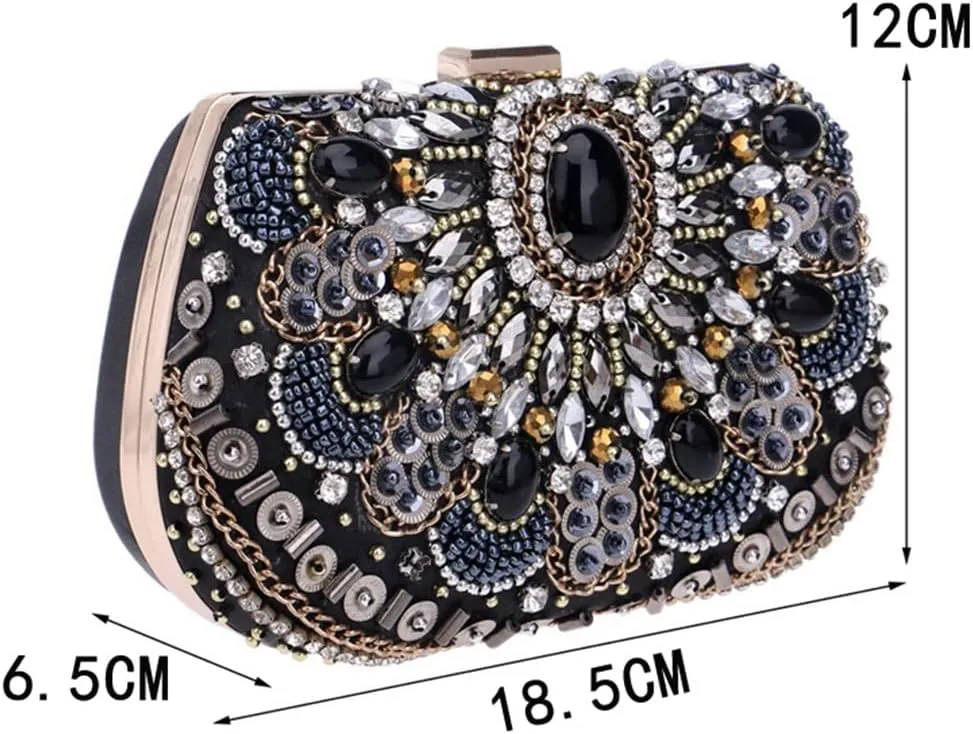 Embroidery Beading Women Evening Bags Handmade Diamonds Clutch Bags Shoulder Chain Handbags Shoulder Bag