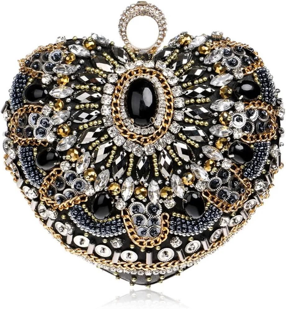 Embroidery Beading Women Evening Bags Handmade Diamonds Clutch Bags Shoulder Chain Handbags Shoulder Bag