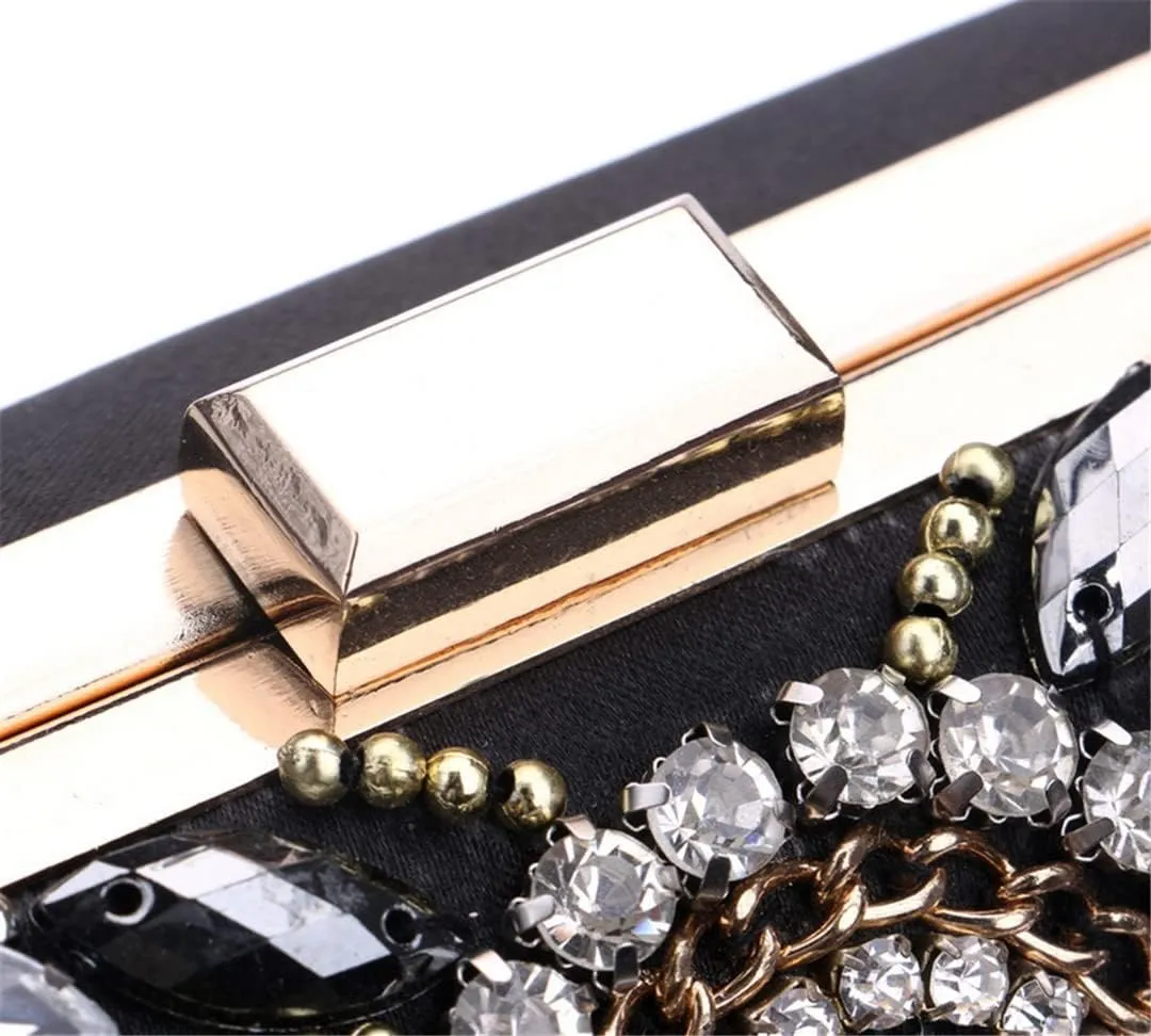 Embroidery Beading Women Evening Bags Handmade Diamonds Clutch Bags Shoulder Chain Handbags Shoulder Bag