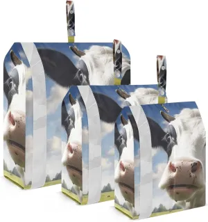 Farm Cow Packing Cubes Set of 3, Lightweight Travel Luggage Organizers Foldable Bags for Easy Packing and Organization