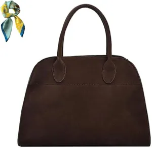 Faux Suede Hobo Bag Vegan Leather Shoulder Tote,Retro Top Handle Handbag for Women,Women's Large Brown Slouchy Purse