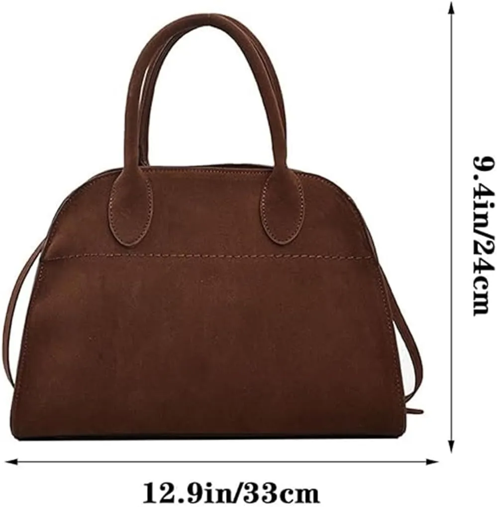 Faux Suede Hobo Bag Vegan Leather Shoulder Tote,Retro Top Handle Handbag for Women,Women's Large Brown Slouchy Purse