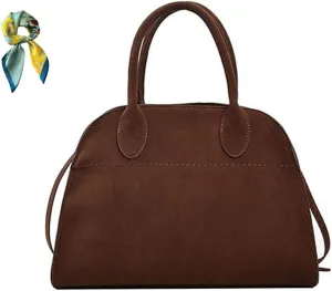 Faux Suede Hobo Bag Vegan Leather Shoulder Tote,Retro Top Handle Handbag for Women,Women's Large Brown Slouchy Purse