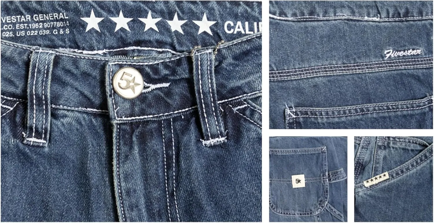 FIVESTAR GENERAL Women's Relaxed Fit Denim Carpenter Pant, High Rise, Button Closure with Brass Zipper