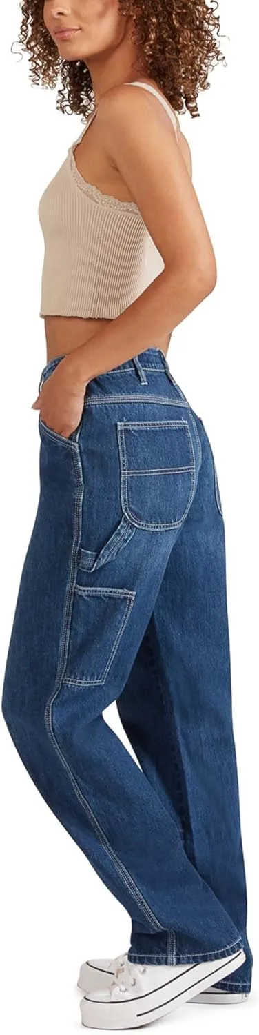 FIVESTAR GENERAL Women's Relaxed Fit Denim Carpenter Pant, High Rise, Button Closure with Brass Zipper