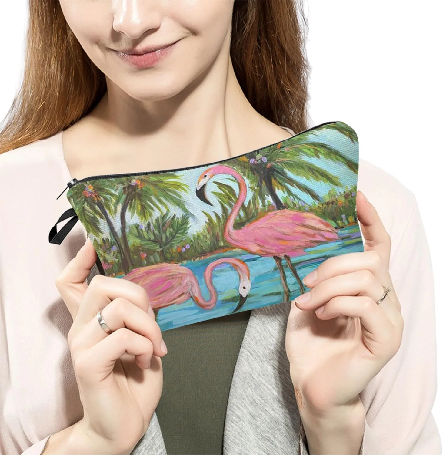 Flamingo Cosmetic Bag for Women Cute Small Makeup Bag for Purse Travel Toiletry Zipper Pouch for Girls Gift for Sisters Flamingo Makeup Bag for Her