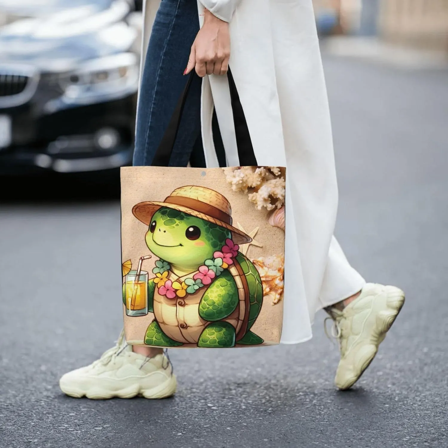 Flower Animal Bird Canvas Shoulder Bag Reusable Tote Bag Soft Lightweight Cloth Bags For Women Girls Lady Casual