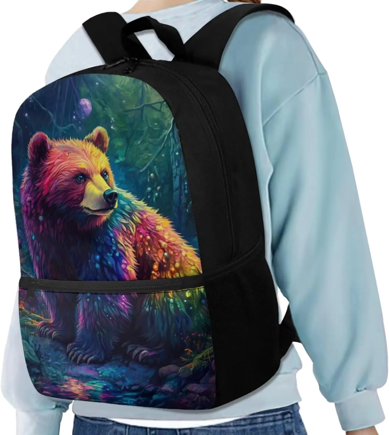 FOR U DESIGNS Bear Elementary Bookbag Set for 2nd Grade Boys 4 Piece Lightweight Ergonomic Spacious 17 Inch School Backpack with Lunch Box for Travel Outdoor Kids Ages 7-9
