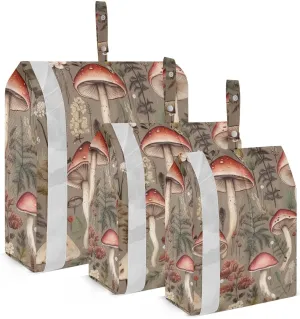 Forest Leaf Mushroom Packing Cubes Set of 3, Lightweight Travel Luggage Organizers Foldable Bags for Easy Packing and Organization