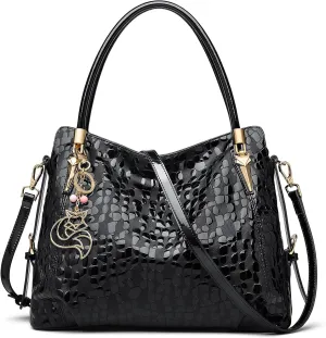 FOXLOVER Stone Grain Satchel Bags for Women Tote Large Crossbody Purses Leather Top Handle Hand Bag Zipper with Compartments