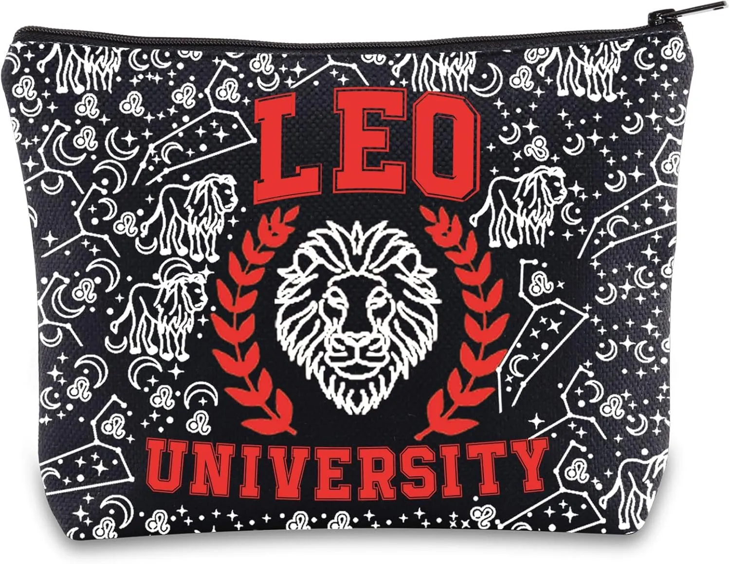 G2TUP Zodiac University Leo Makeup Bag Horoscope Zodiac Leo Gifts 12 Constellation Gifts Leo Merchandise Astrology Zipper Bag (Leo)