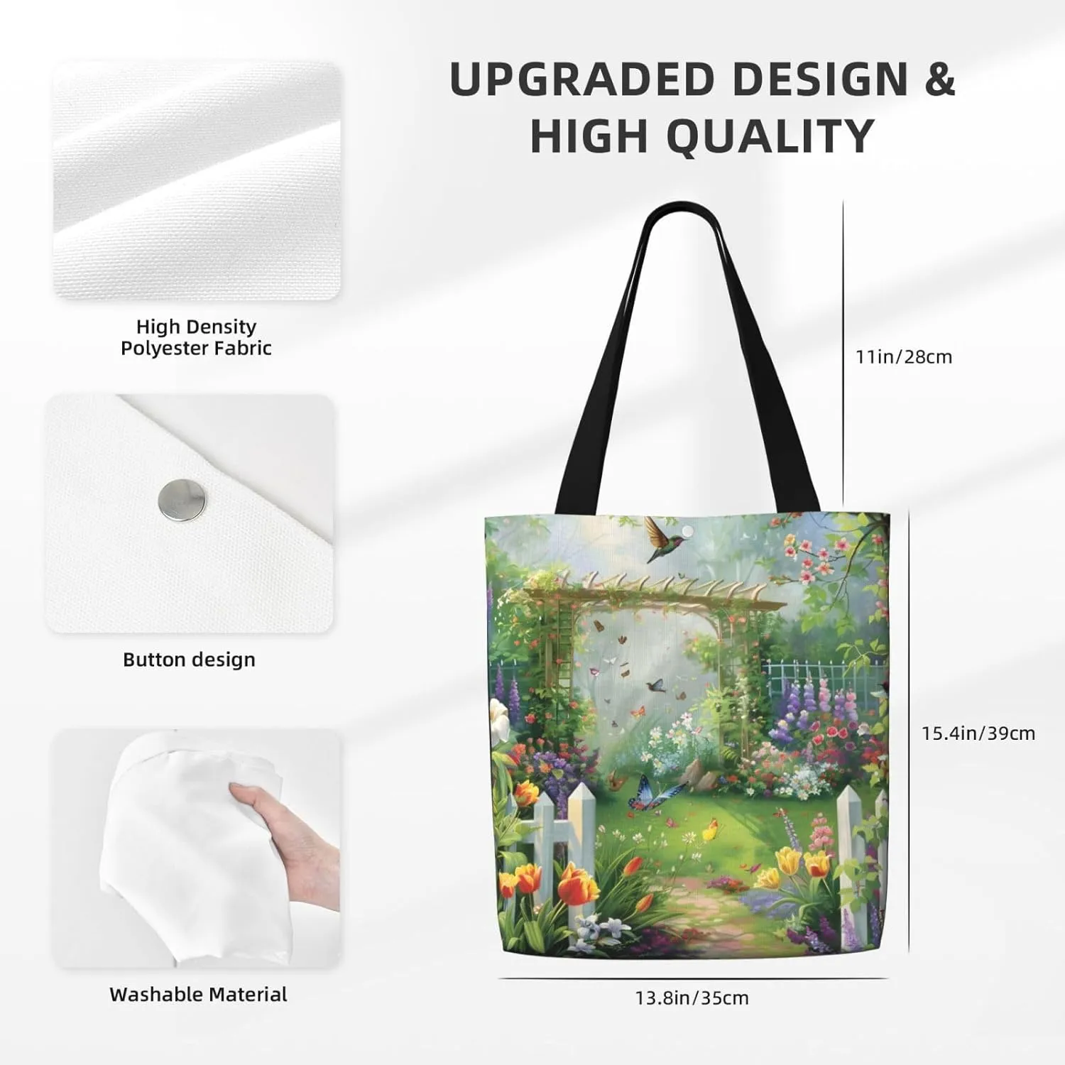 Garden Preety Scenery Canvas Shoulder Bag Reusable Tote Bag Soft Lightweight Cloth Bags For Women Girls Lady Casual