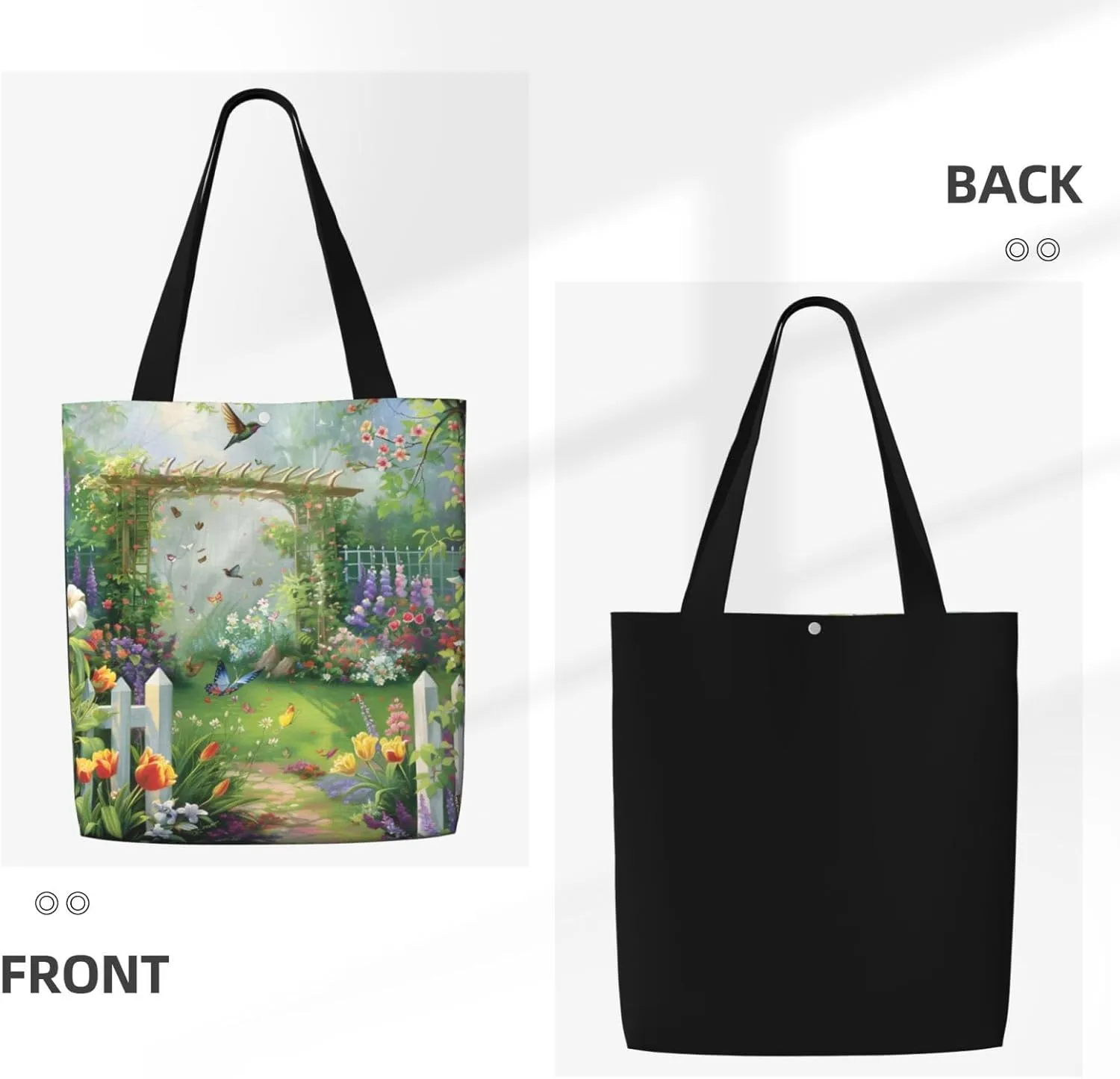Garden Preety Scenery Canvas Shoulder Bag Reusable Tote Bag Soft Lightweight Cloth Bags For Women Girls Lady Casual
