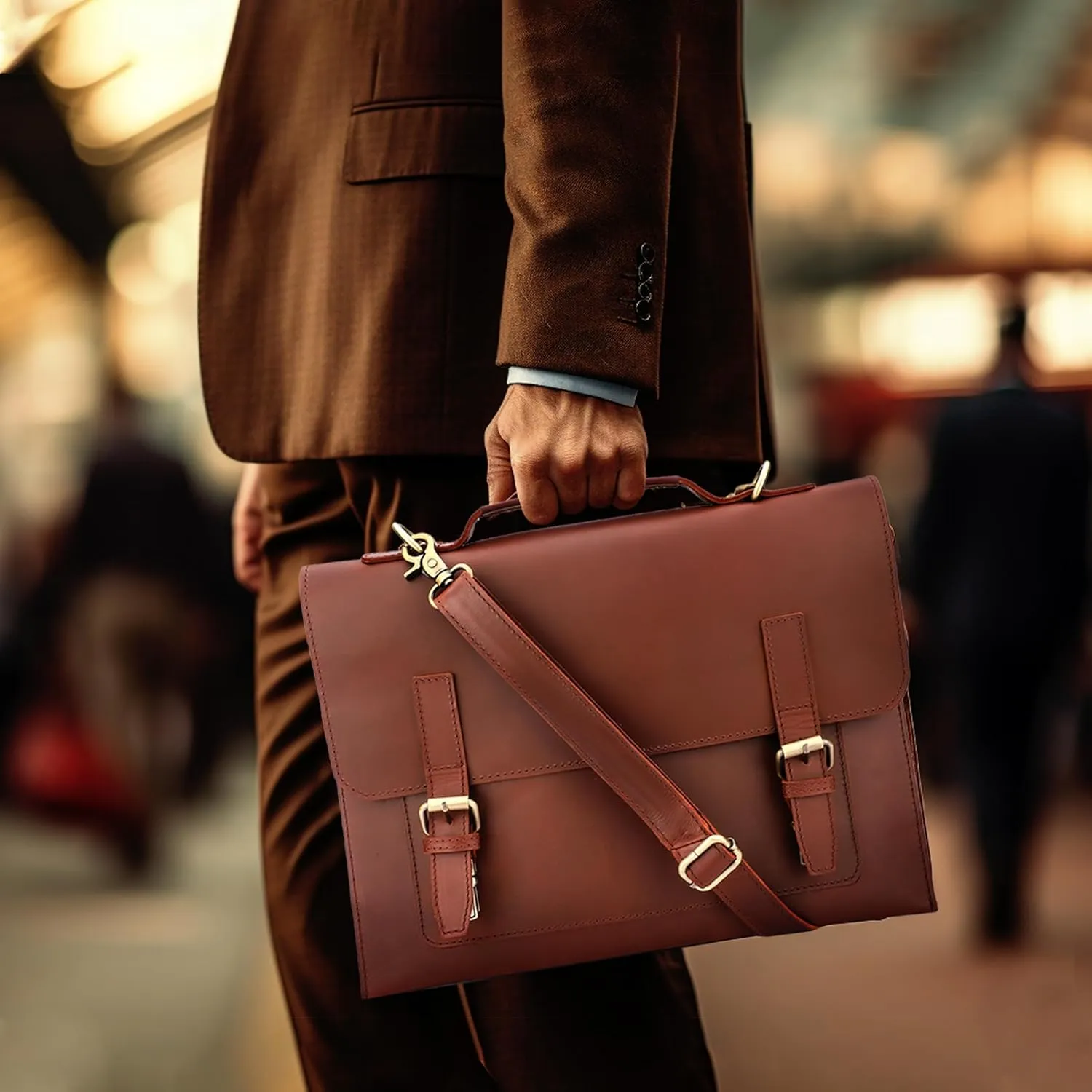Genuine Leather Laptop Bag 14" Computer Messenger Shoulder Bag Briefcase Office Bag Travel Satchel Sleeve Bags