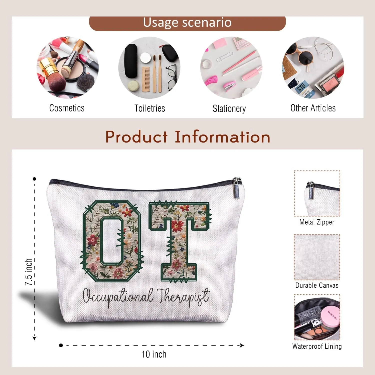 Gifts for Occupational Therapists - Occupational Therapist Gifts Makeup Bag, Occupational Therapy Gifts Cosmetic Bags for Women, Ot Gifts, Ot Therapist Gifts Zippered Bag for Women