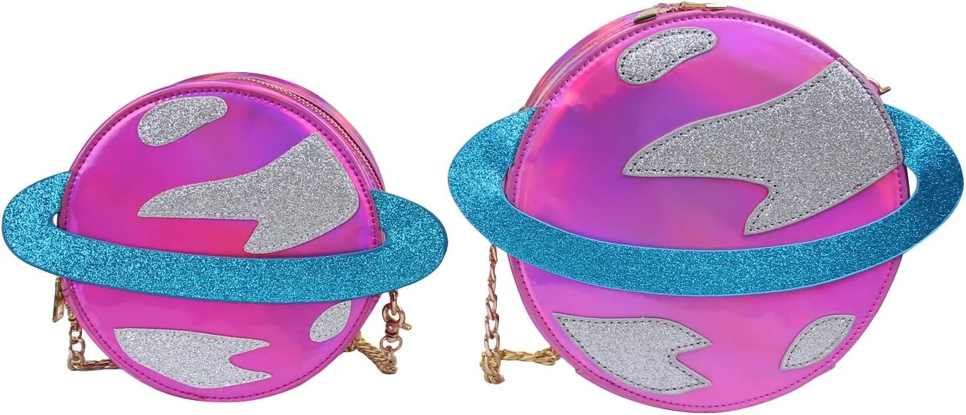 Girls Circular Planet Crossbody Purse Bags Women Phone Shoulder Bags Cellphone Wallet Purse